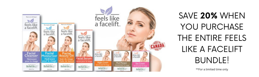 a banner promoting our feels like a facelift product line 20% off bundle