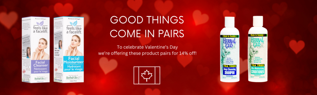 a valentines day promo on feels like a facelift cleanser and moisturizer and the tea tree shampoo and conditioner