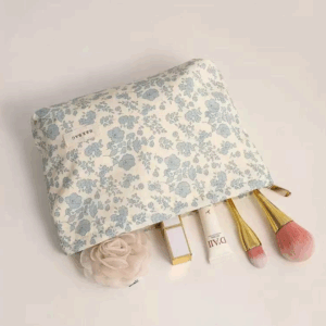 large blue cosmetic bag