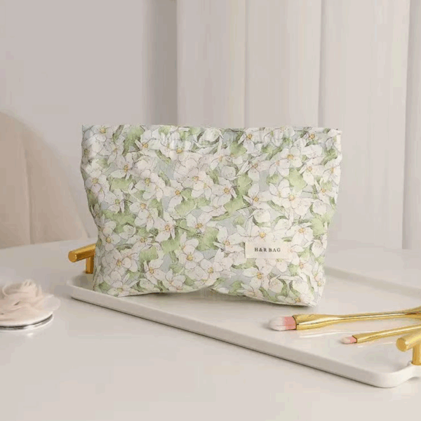 large green cosmetic bag