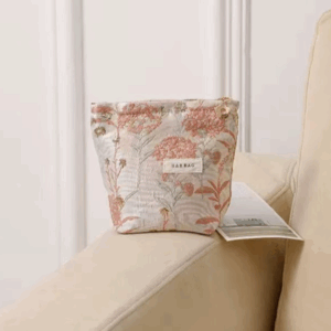 small pink cosmetic bag